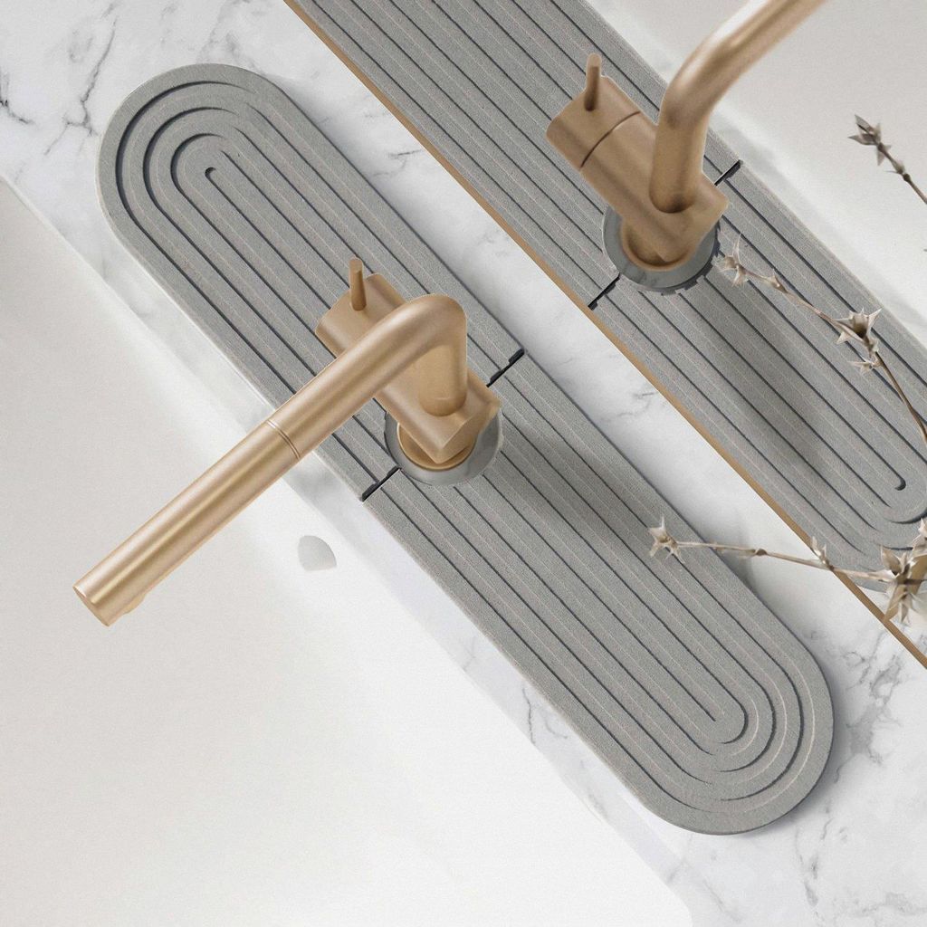 Abtropfmatte Spüle, Kieselgur Stein Waschbecken Splash Pad, Wasserhahn Spritzschutz Pfannen Saugfähige Matte, Sink Mat Für Küche Und Badezimmer...