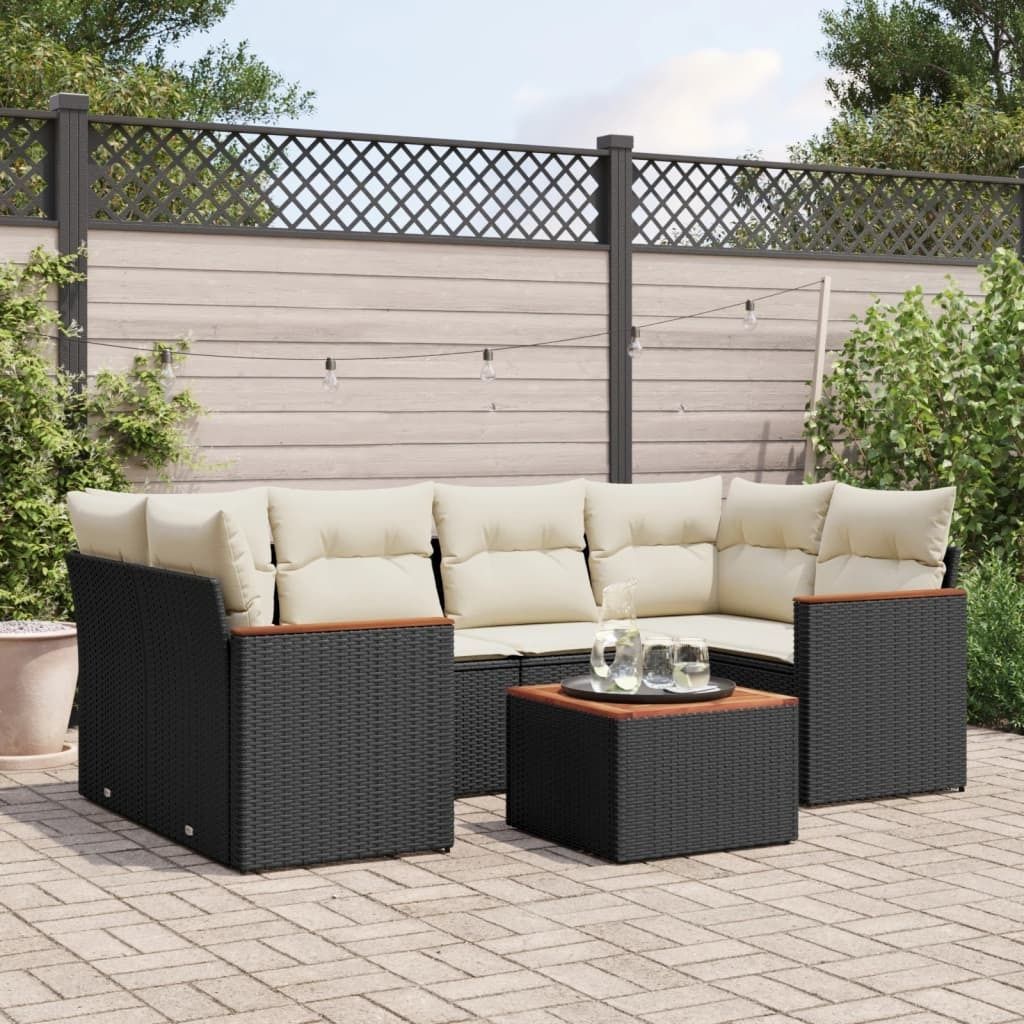 Maison Exclusive - 7-tlg. Garten-Sofagarnitur mit Kissen Schwarz Poly Rattan