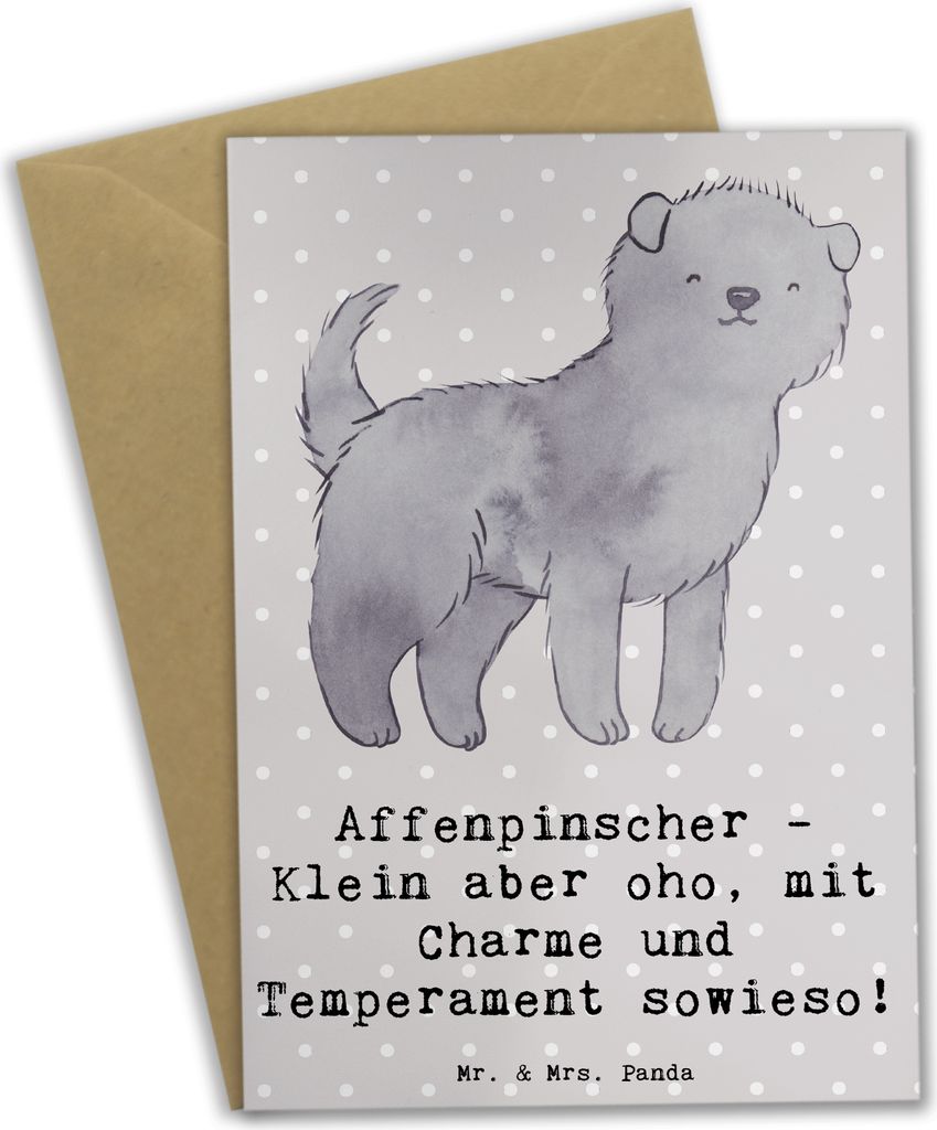Mr. & Mrs. Panda valentinstagskarte Affenpinscher Charme - Grau Pastell - Geschenk, Hunderassen Vielfalt, liebenswert, Hund, lebhaft, weihnachtskar...