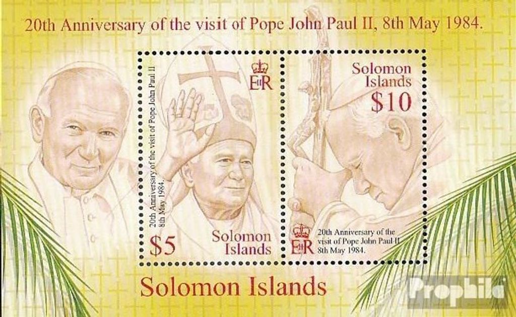 Briefmarken Salomoninseln 2004 Mi Block75 (kompl.Ausg.) postfrisch Besuch Johannes Paul II