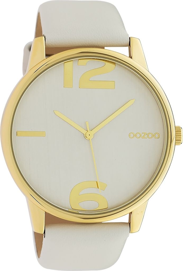 Oozoo Armbanduhr hellgrau Leder Timepieces Damen Analog-Quarzuhr UOC10370