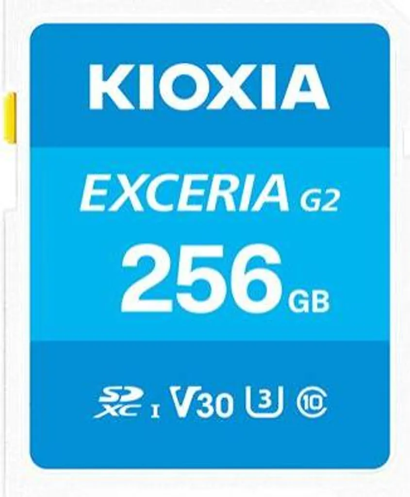 Kioxia Exceria G2 SD Card 256GB V30 U3 Vidéo 4K Fluide et Haute Vitesse