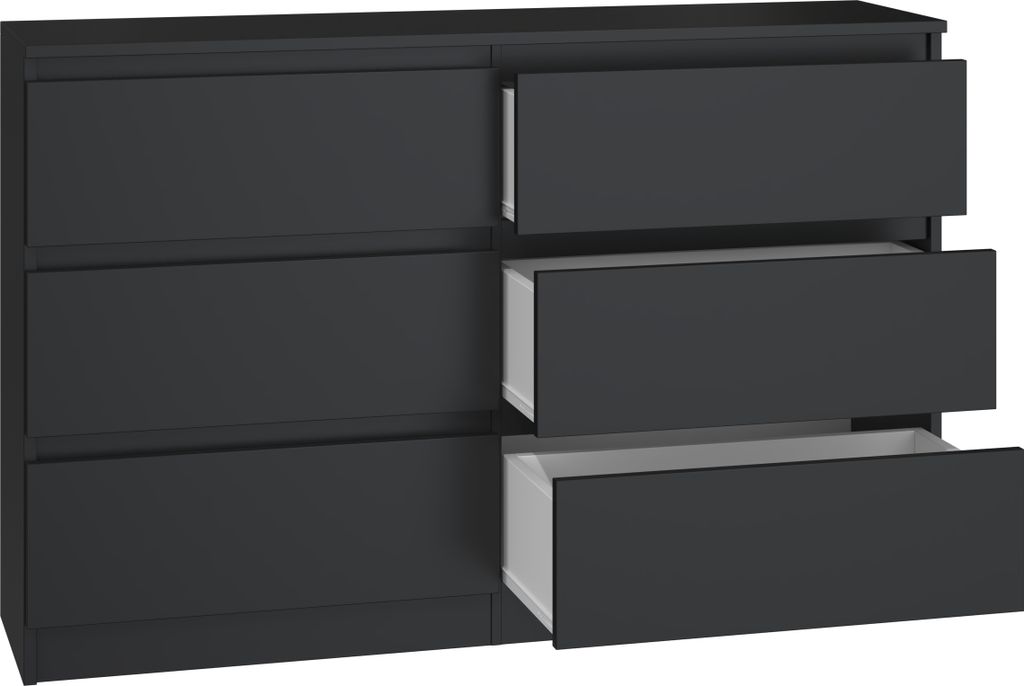 Topeshop M6 120 CZERŃ, Czarny, 6 szuf., Płyta wiórowa, Zdjęcie produktu 