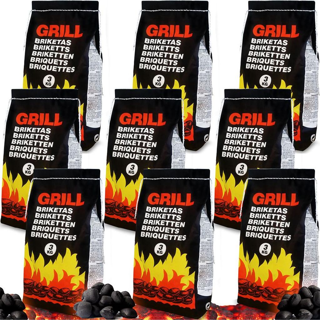 DEUBA® Briquettes de charbon de bois 27kg 9x3kg briquettes Image du produit 