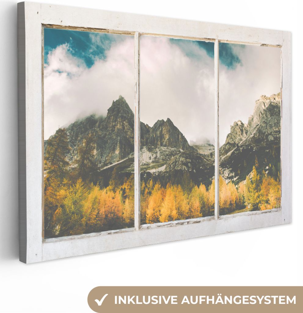 OneMillionCanvasses - Leinwandbilder - 150x100 cm, Aussicht - Baum - Berg, Wandbilder Kunstdruck Wanddekoration