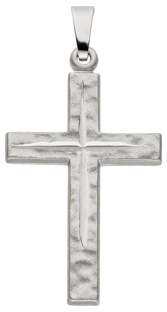 Anhänger Kreuz 28,5x16,7mm aus 925 Silber rhodiniert teilmattiert diamantiert