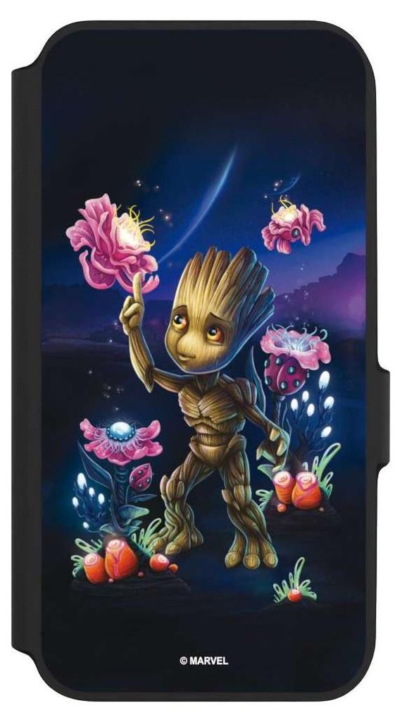 NIVOCASE Klapphülle für Samsung Galaxy A54 5G Handyhülle aus Kunst Leder NIVOflip schwarz Marvel Guardians Of The Galaxy Baby Groot