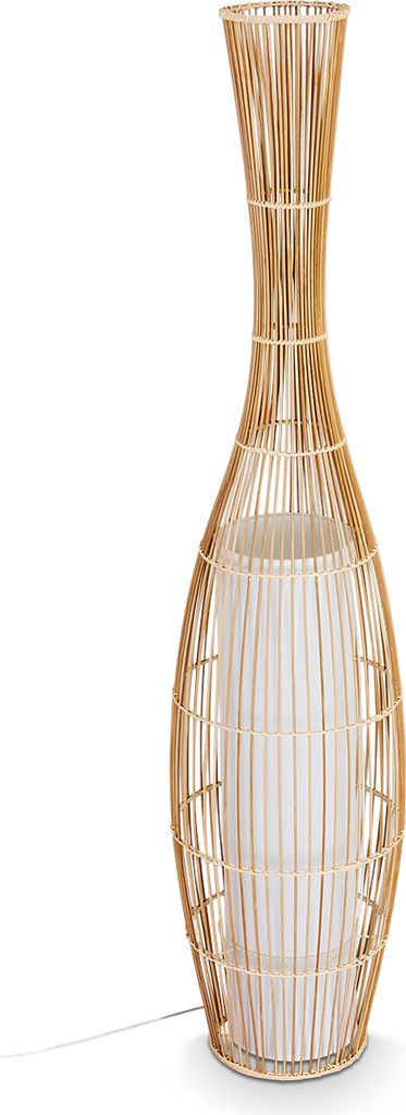 Archi »Archi« Stehleuchte Vintage Bodenleuchte aus Bambus/Stoff, Natur/Weiß
