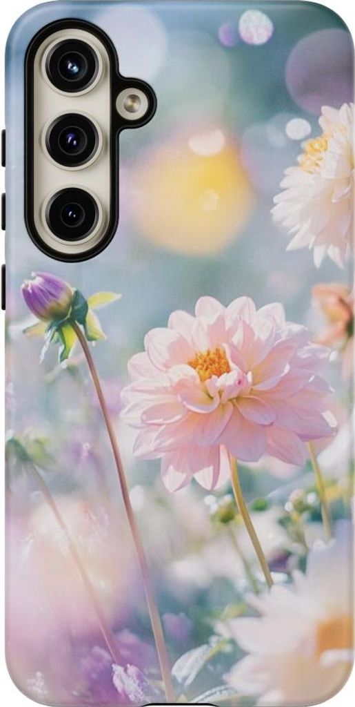 Dahlienblüten im sanften Bokeh – Handyhülle Kompatibel mit Galaxy S24 Plus