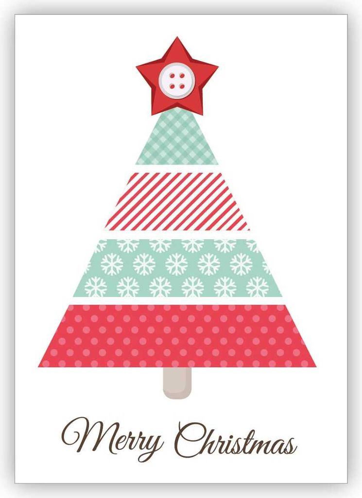 Schöne Weihnachtskarte für Bastel Feen mit Weihnachtsbaum: Merry Christmas