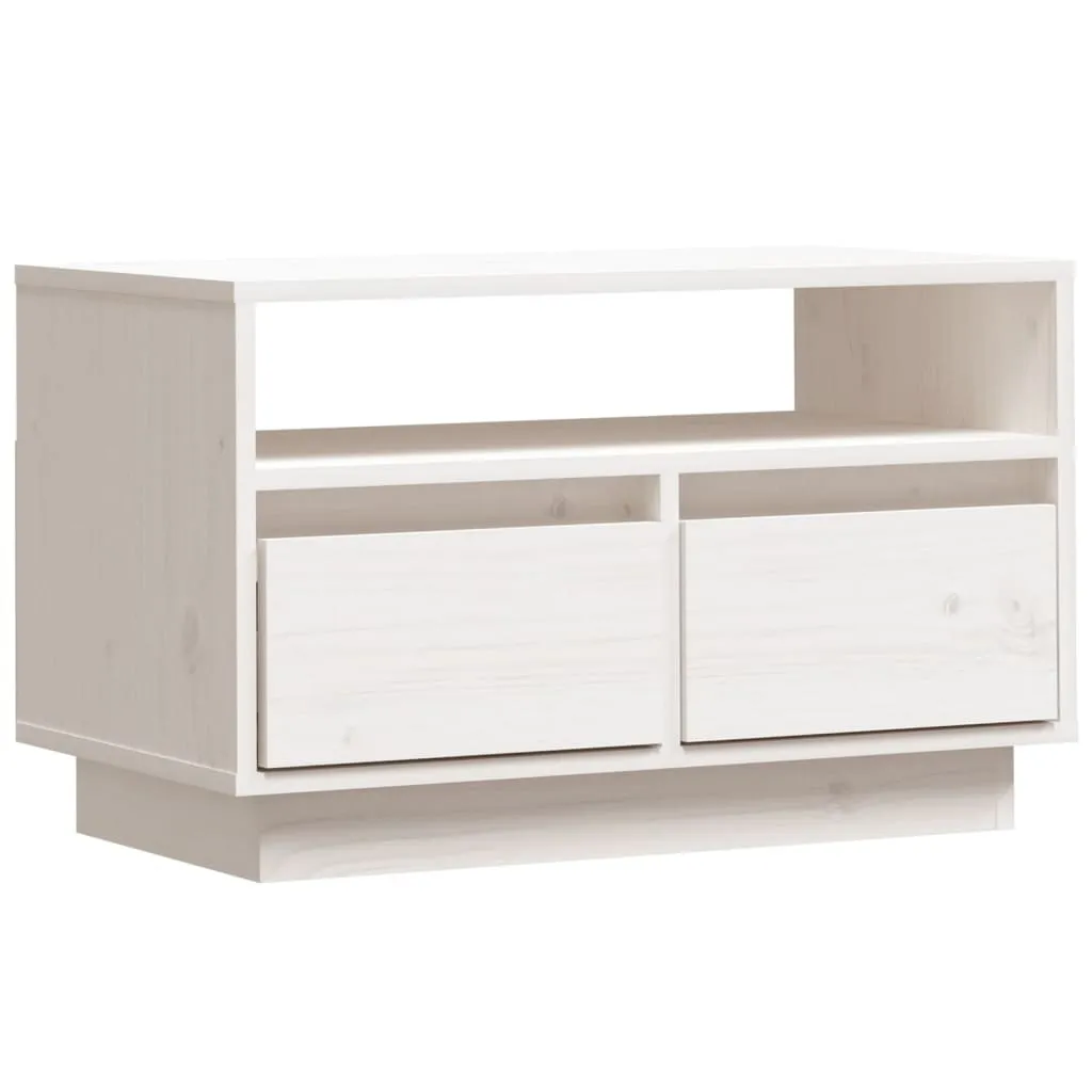 SYFAX™ Mobile Porta TV Bianco 60x35x37 cm in Legno Massello di Pino