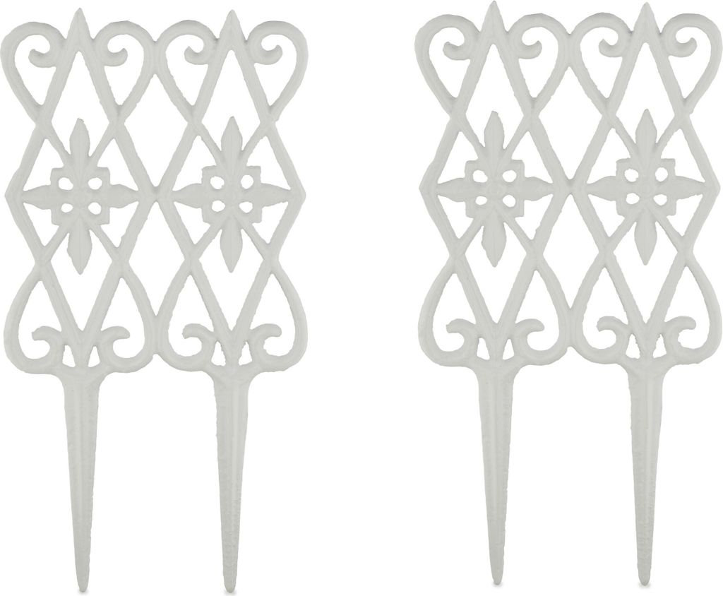 Gartenzaun - 2 Zaunteile - jeweils 36x17,5 cm - niedrig - Metall - weiß