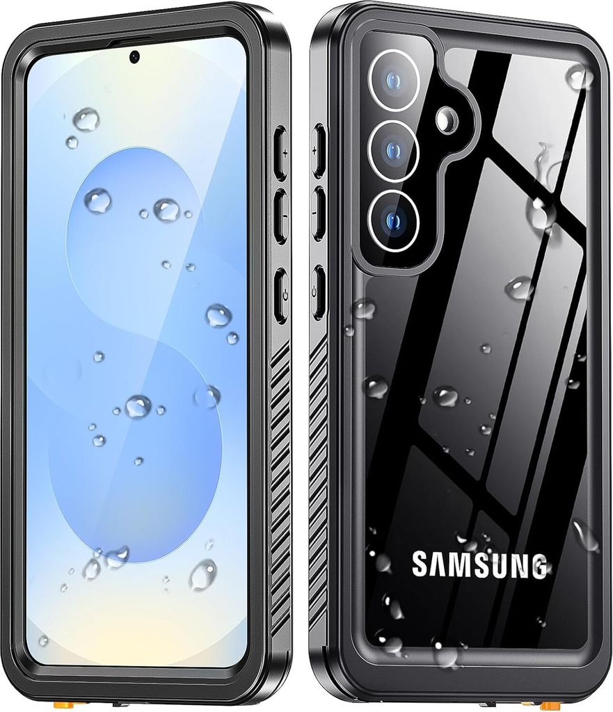 Schutzhülle für Samsung Galaxy S25, IP68 Wasserdicht, integrierter Displayschutz und Staubdicht, Stoßfest, Ganzkörper Handyhülle Schwarz