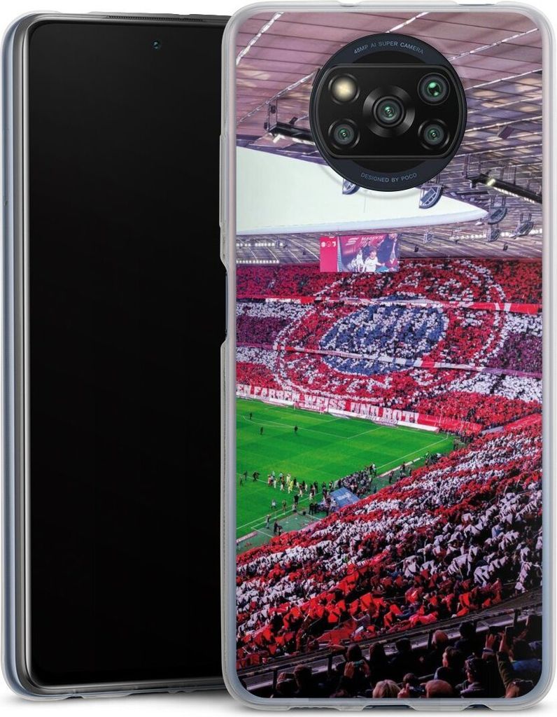 DeinDesign Slim Hülle für Xiaomi Poco X3 Pro Silikon Case Ultra Dünn Handyhülle FC Bayern München FCB Stadion
