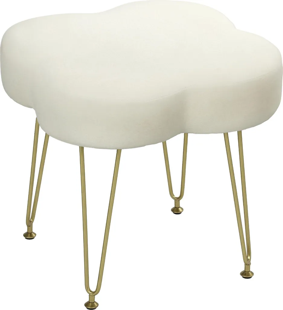 Pouf Sgabello HOMCOM Design Minimal 41cm | Bianco Crema Soft Touch