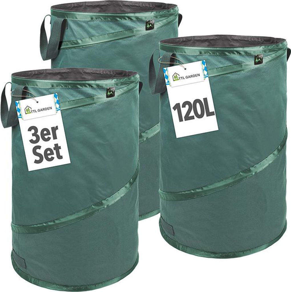 TTL GARDEN Gartenabfallsack PREMIUM 3er Set 120L grün Produktbild 