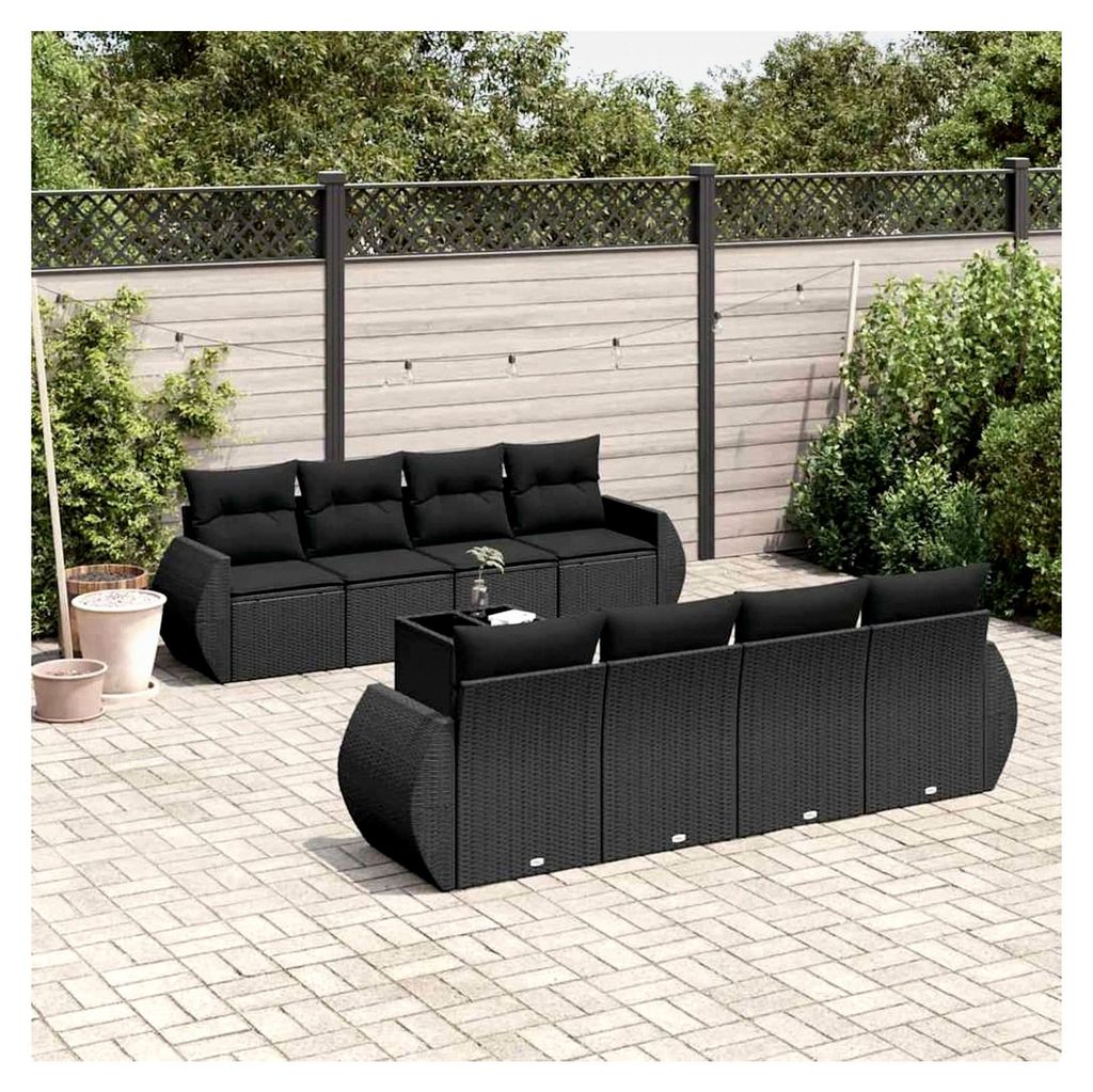 Garten-Sofagarnitur mit Stauraum und abnehmbaren Bezügen - PE-Rattan, 55x53x34 cm, für Terrasse und Innenhof