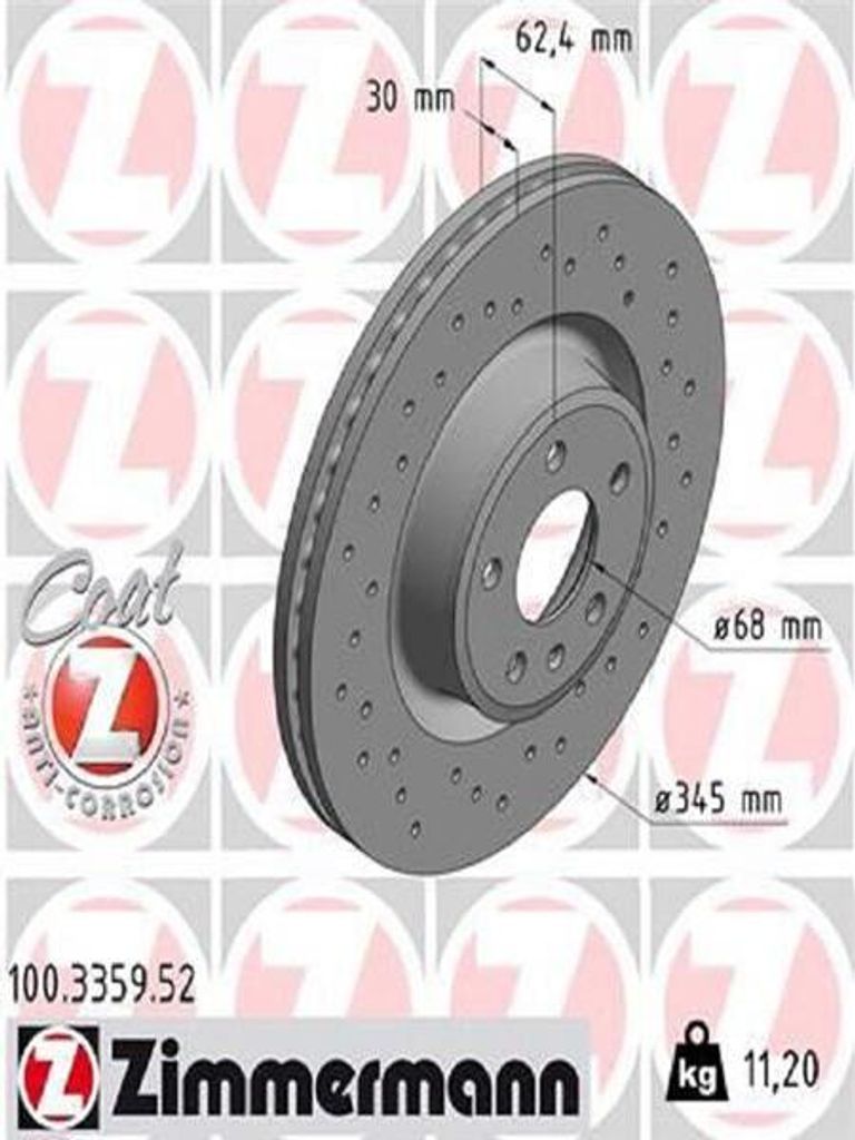 2x ZIMMERMANN Bremsscheibe 100.3359.52 für AUDI A6 Allroad Produktbild 