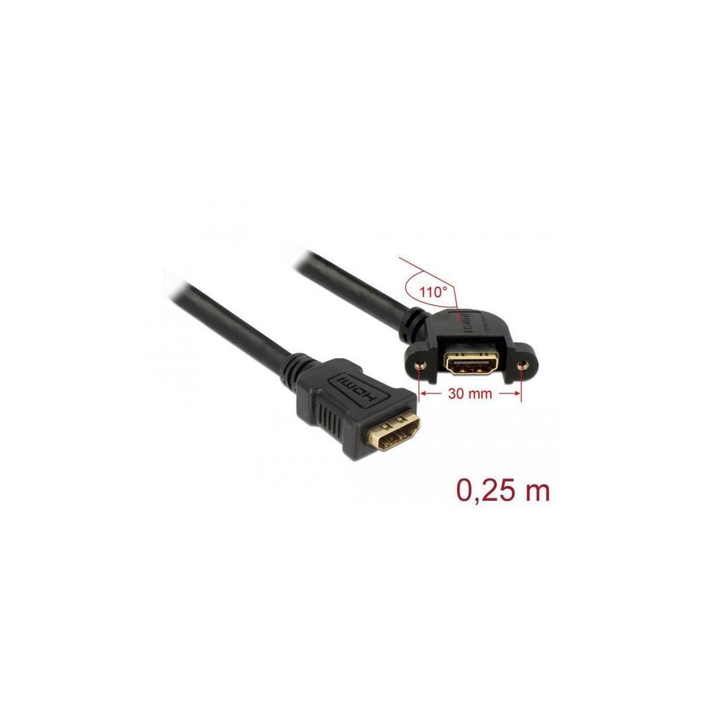 DELOCK HDMI Kabel Ethernet A -> A Bu/Bu 0.25m 110° Einbau