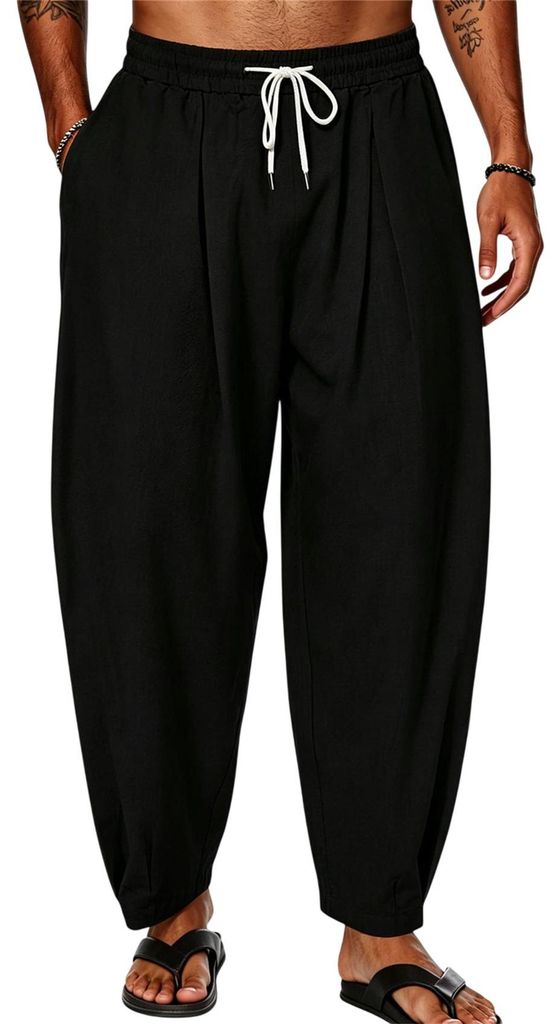 ASKSA Herren Haremshose Baumwolle Leinenhose Sommer Leicht Produktbild 