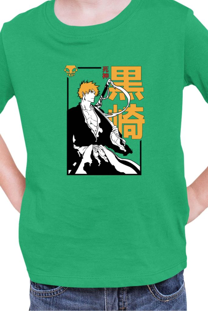 Kinder T-Shirt Manga Japan Anime Comics Animation Bleach 005, 12-13 Jahr - 152 / Grün