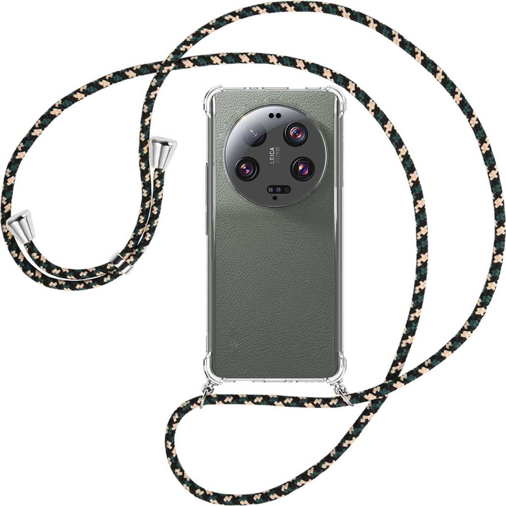 Handykette Backcover-Schutzhülle mit Band (Metall silberfarben) für Xiaomi 13 Ultra (6.73'') - camouflage