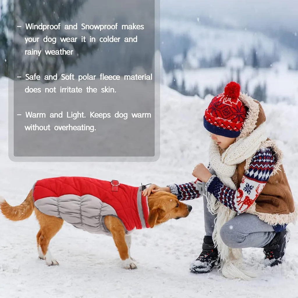 Offerta Cappotto Cane Impermeabile Rosso - Lavabile e Resistente - 6