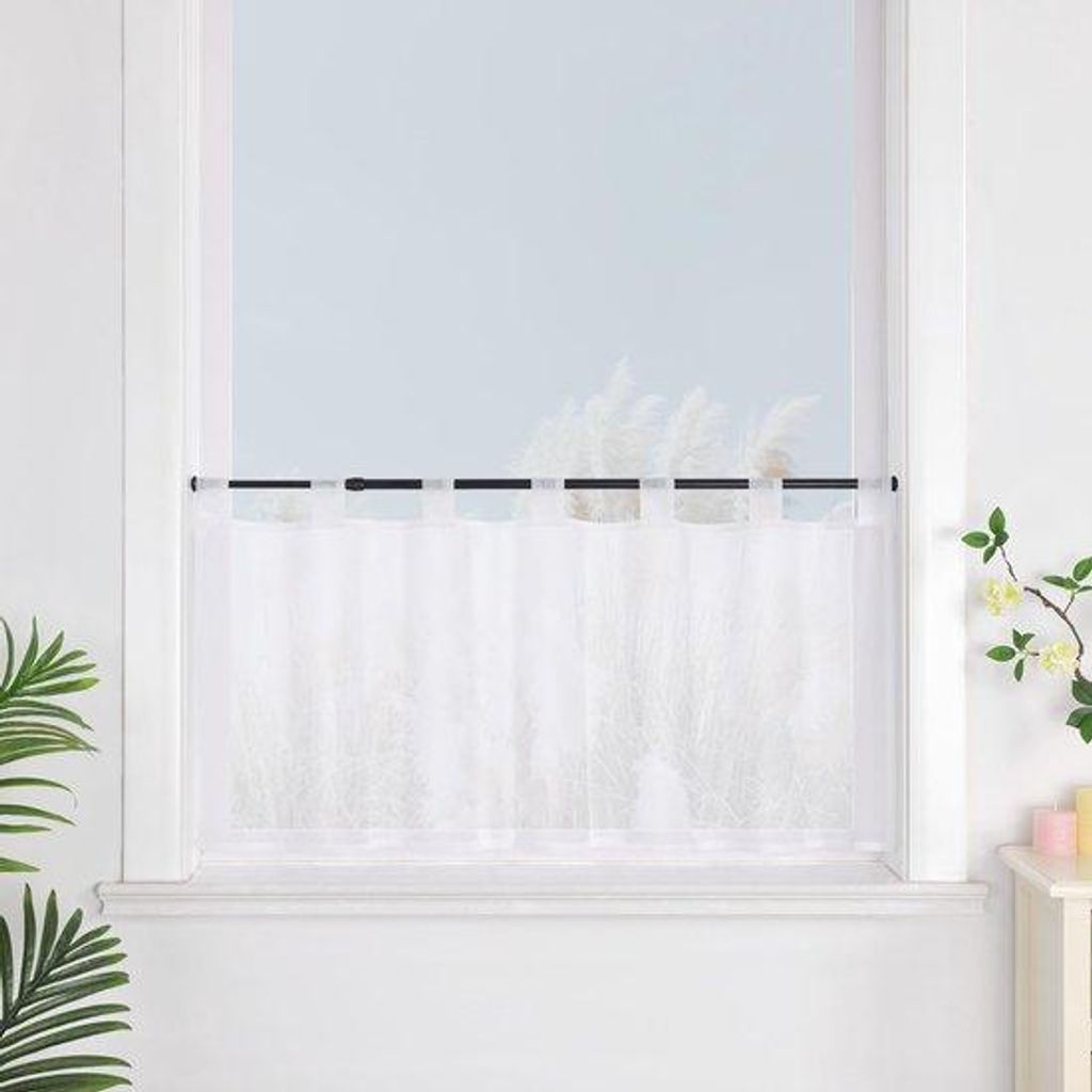 Transparente kurze Vorhang für Innenräume, weiß 45x90 cm