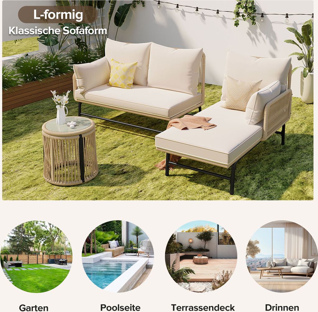 Flieks Gartenlounge Set 6-Sitzer, Gartenmöbel Sets mit 2 Produktbild 6