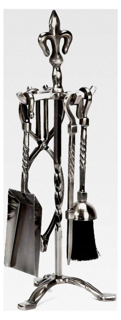 Fleur de LYS Feuerbesteck aus Metall, Zinn, 5-teilig