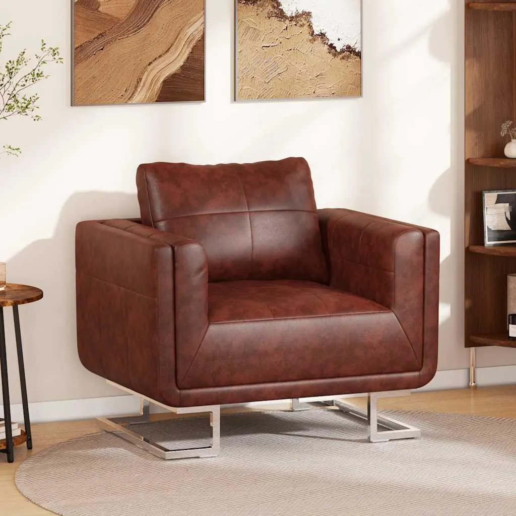 Fauteuil de Salon Compact pour Bureau ou Salle d'Attente Modernes Brun