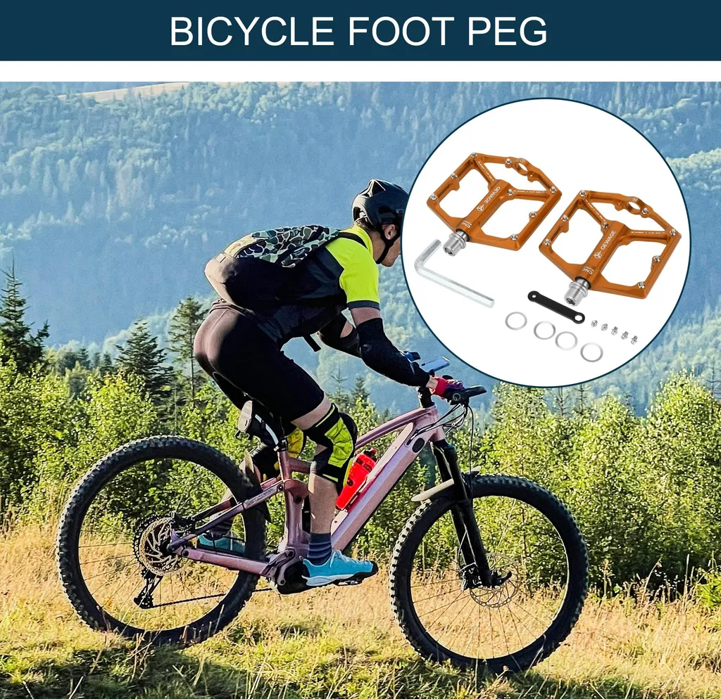Repose-pieds vélo pour axe 9/16 pouce en alliage aluminium doré - 1 paire