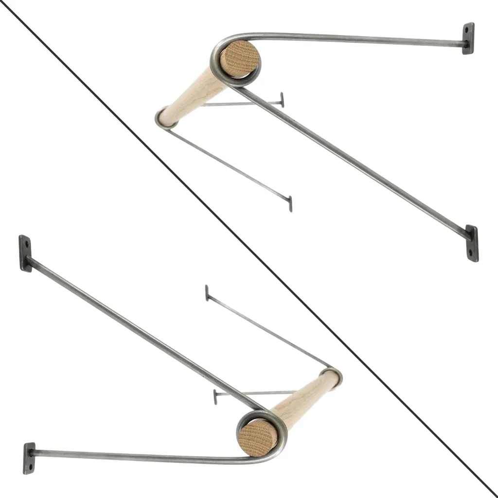Natural Goods Berlin GARD PRENZLBERG, supporto per appendiabiti, montaggio a parete, appendiabiti a parete, industriale, asta rotonda in rovere 130 cm, 2 pezzi