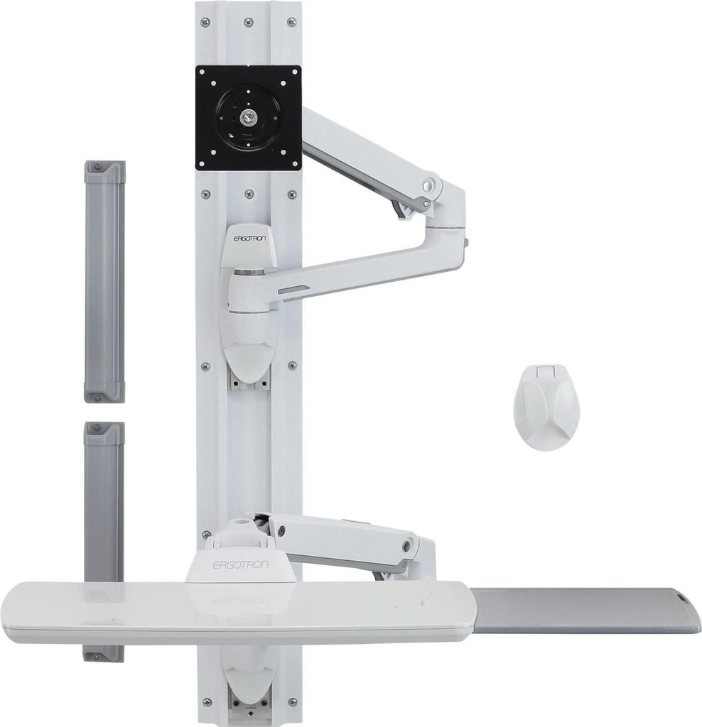 Ergotron LX Wall Mount System - Befestigungskit (Wandarm, Maushalterung, Tastaturarm, 2 Kabelkanäle, Handgelenkkissen, Wandschiene 10", Wandschien...