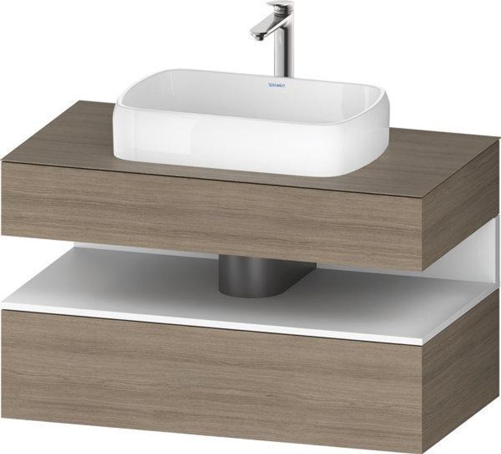 Duravit Qatego Konsolenwaschtischunterbau, 1 Auszug, 1 Schubkasten, Ausschnitt mittig, 1000x550x600mm, Nische Weiß Matt, QA4731018350010
