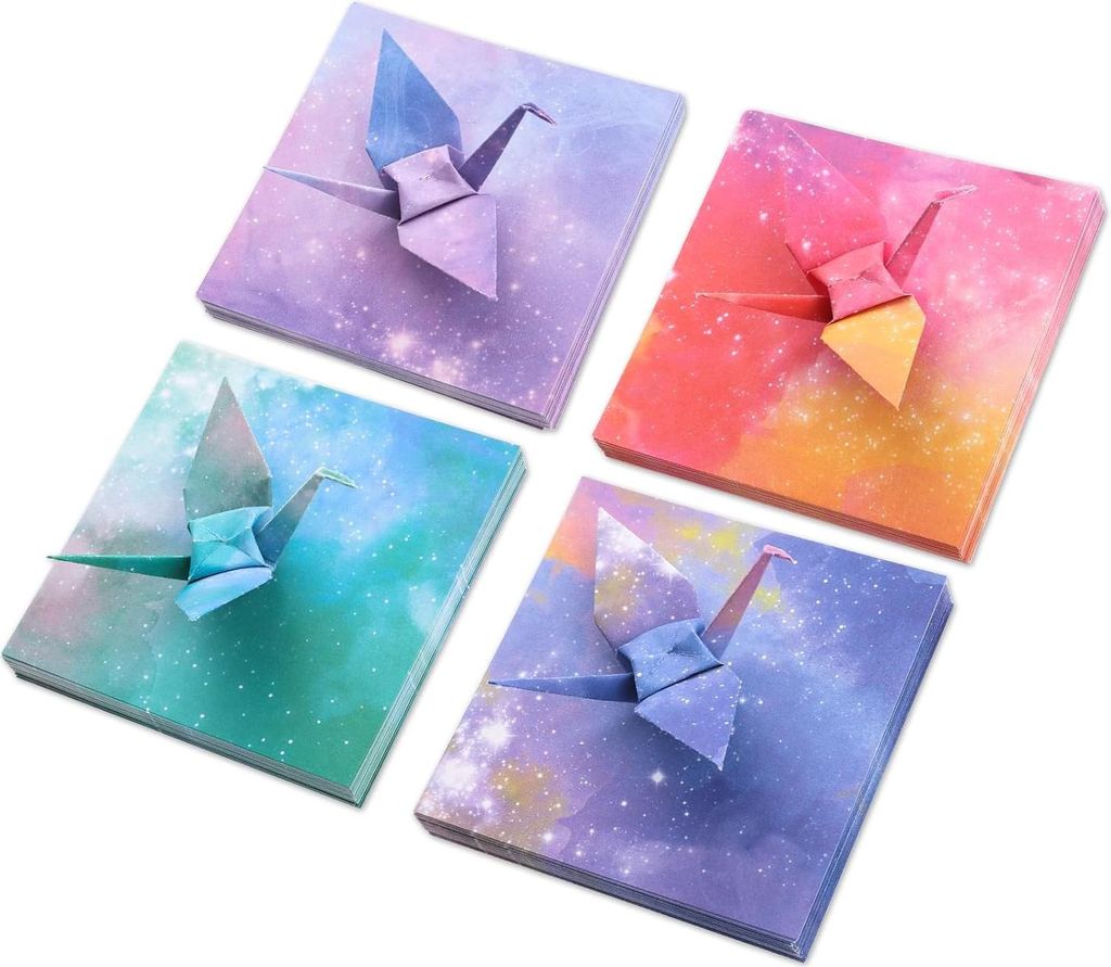 400 Blatt 9,5 x 9,5 cm farbiges Origami-Papier Sternenhimmel quadratisches Papier für DIY Bastelprojekte und für Design Kinder.