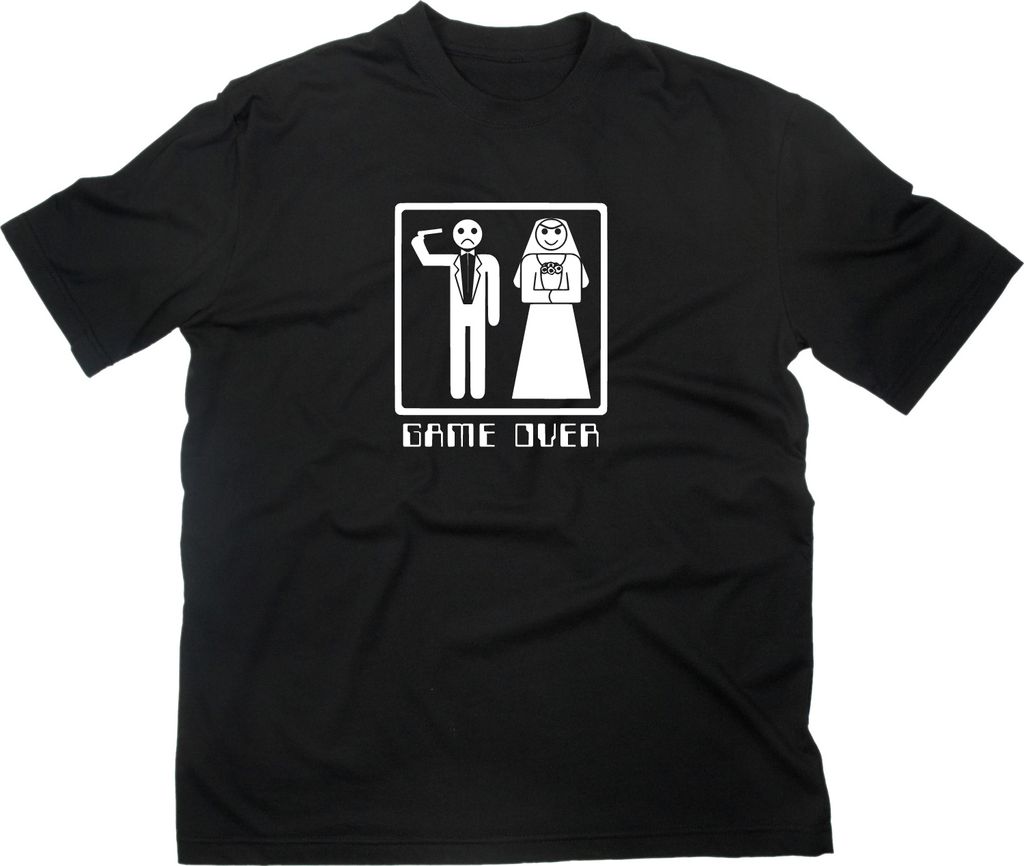 Styletex23 T-Shirt Game Over Verheiratet Hochzeit, schwarz, XL
