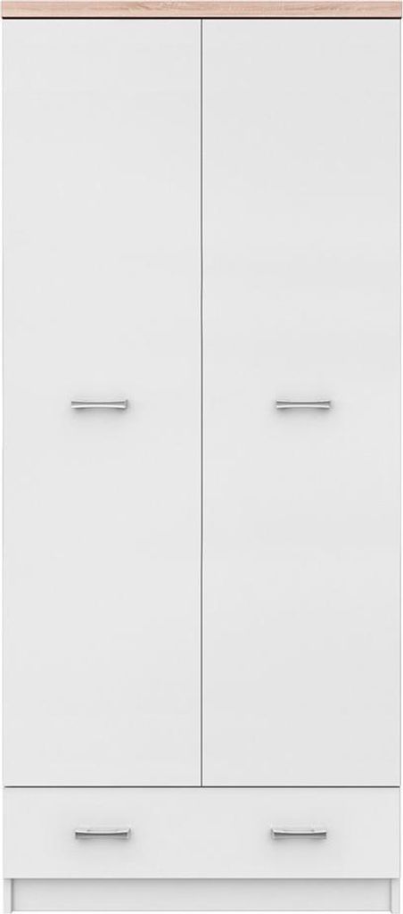Kondela Zweitüriger Kleiderschrank Topty Typ 1 2D1S - weiß / sonoma eiche