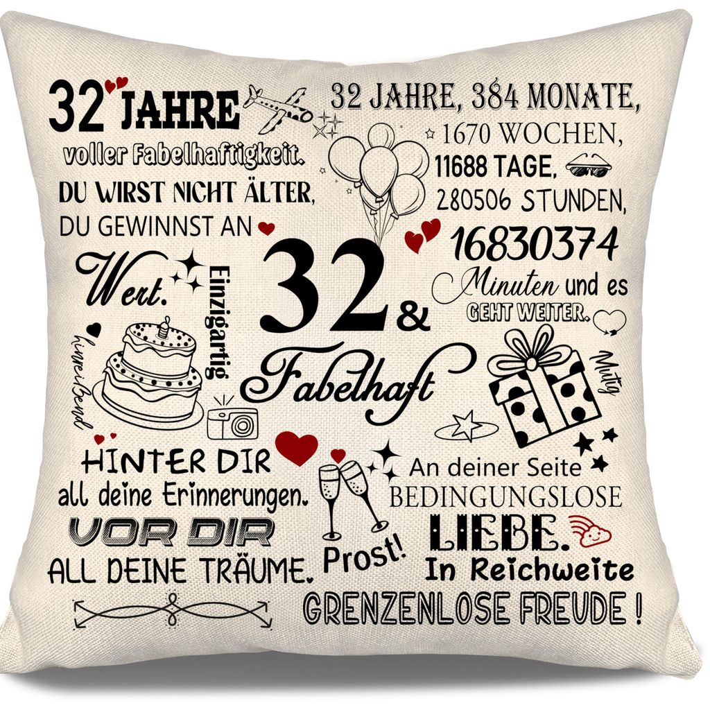 Kissenbezug zum 32. Geburtstag