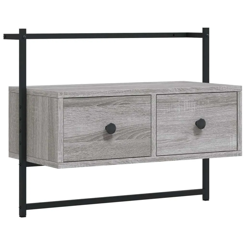 WE Furniture Mobile TV AZ60NOR2DSG – Grigio Ardesia – Stile Mid-Century, Vetro Temperato, Portata Fino A 68 Pollici