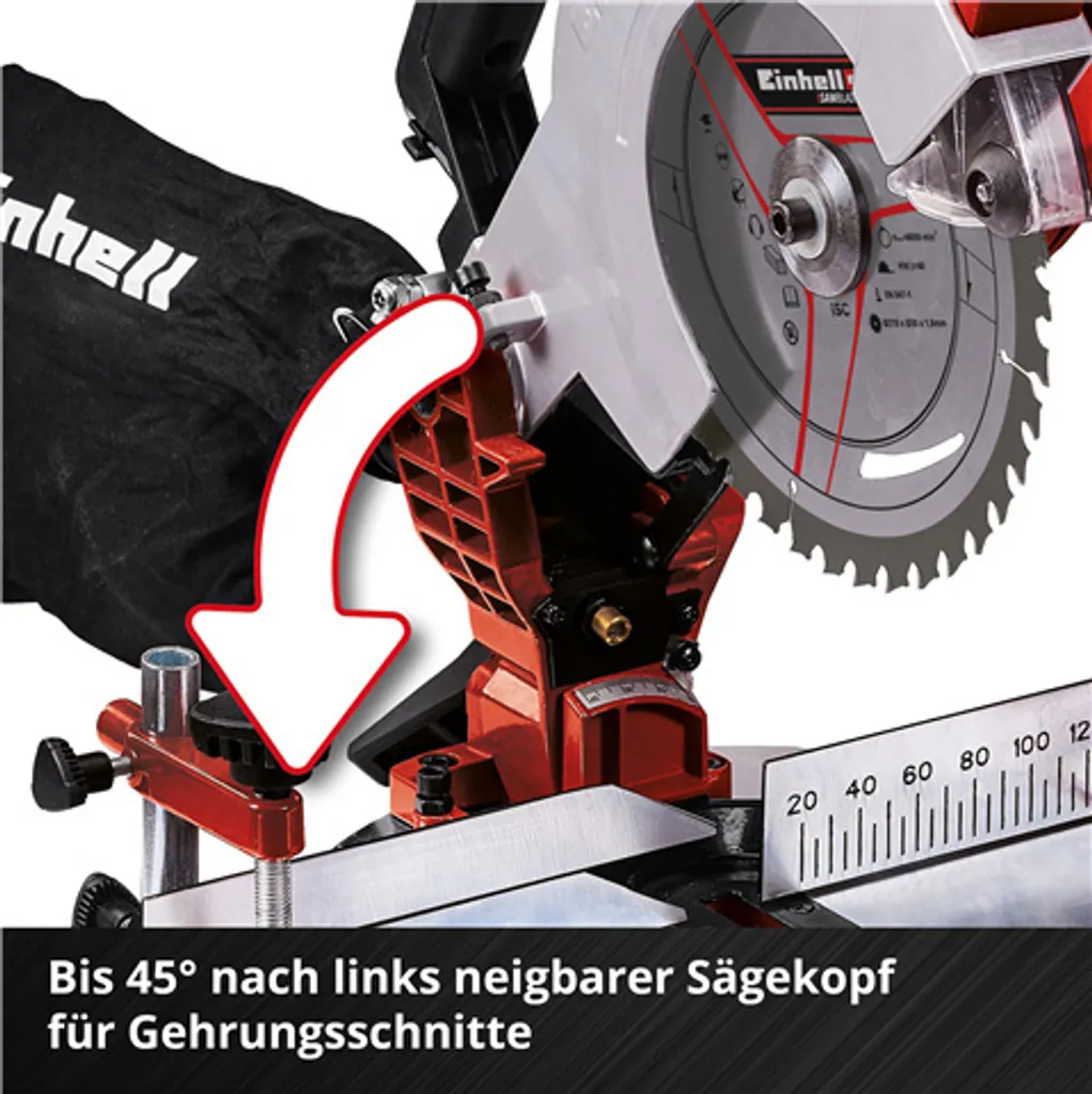 Scie Circulaire à Onglets 210mm Einhell TE-MS 18/210 Li Solo Compacte 18V - 25