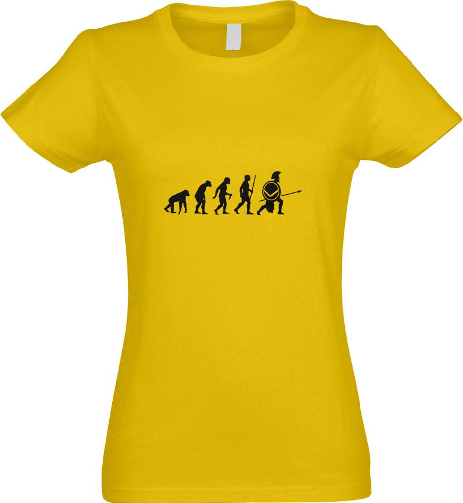 Kiwistar - T-Shirt tailliert - Damen - gelb - Spartaner Sparta Evolution - mit Motiv Bedruckt - Funshirt Design - Sport - Freizeit - Damen - L