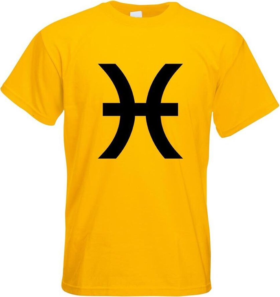 Kiwistar - T-Shirt - gelb - Fische Sternzeichen Motiv Bedruckt Funshirt Design Print - mit Motiv Bedruckt - Funshirt Design - Sport - Freizeit - He...