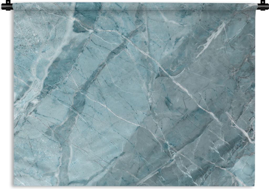 MuchoWow Wandteppich Wandbehang Kristalle - Weiß - Blau - Granit 120x90 cm Tapisserie Dekoration Wandtuch - Wohnen - Aufhänger für die Wand