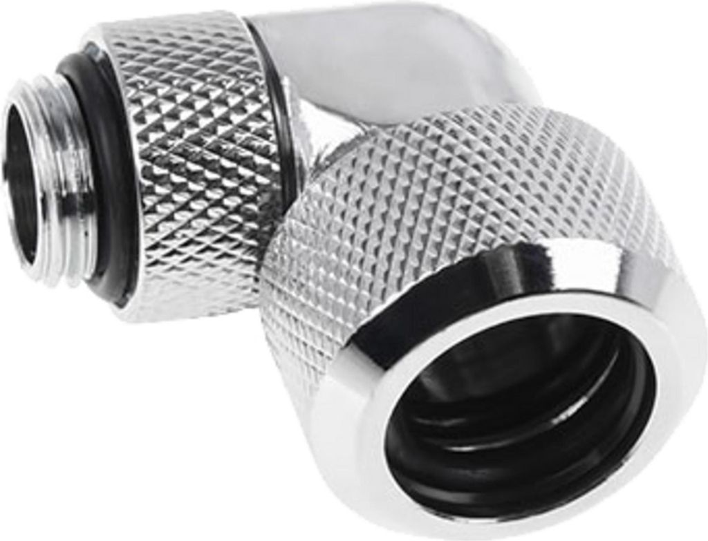 Eiszapfen 16mm HardTube Anschraubtülle 90° drehbar (chrom, G1/4 für Acryl-Messingrohre - Chrome)