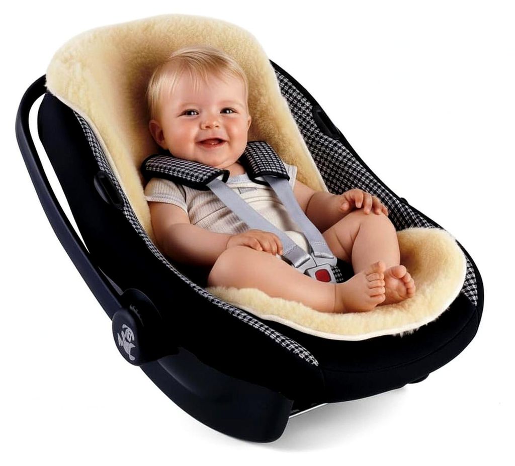 Einlage für Kinderwagen aus echtem Lammfell, Baby Lammfell-Auflage, Sitzeinlage, Universalgröße für Kinderwagen und Buggy, ca. 74 x 35 cm, warm...