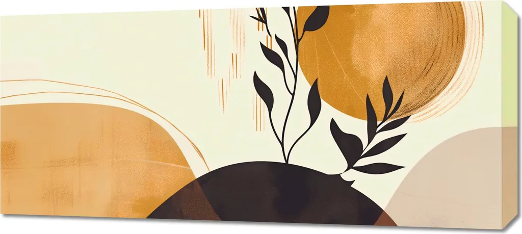 Image Design Soleil Doré avec Branche Noire 90x40 cm Finition Premium