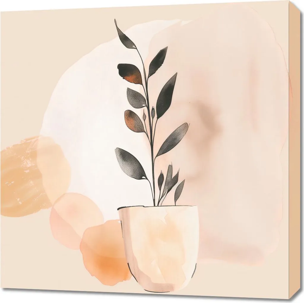 Décoration Murale Plante en pot Image 70 x 70 cm Art Végétal Coloré