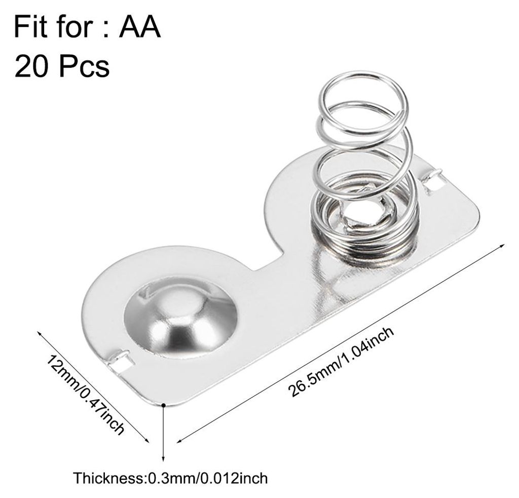 20 Stš¹ck AA Batterie Negativ zu Positiv Umwandlung Federkontakt Nickel Platte 26,5 mm x 12 mm