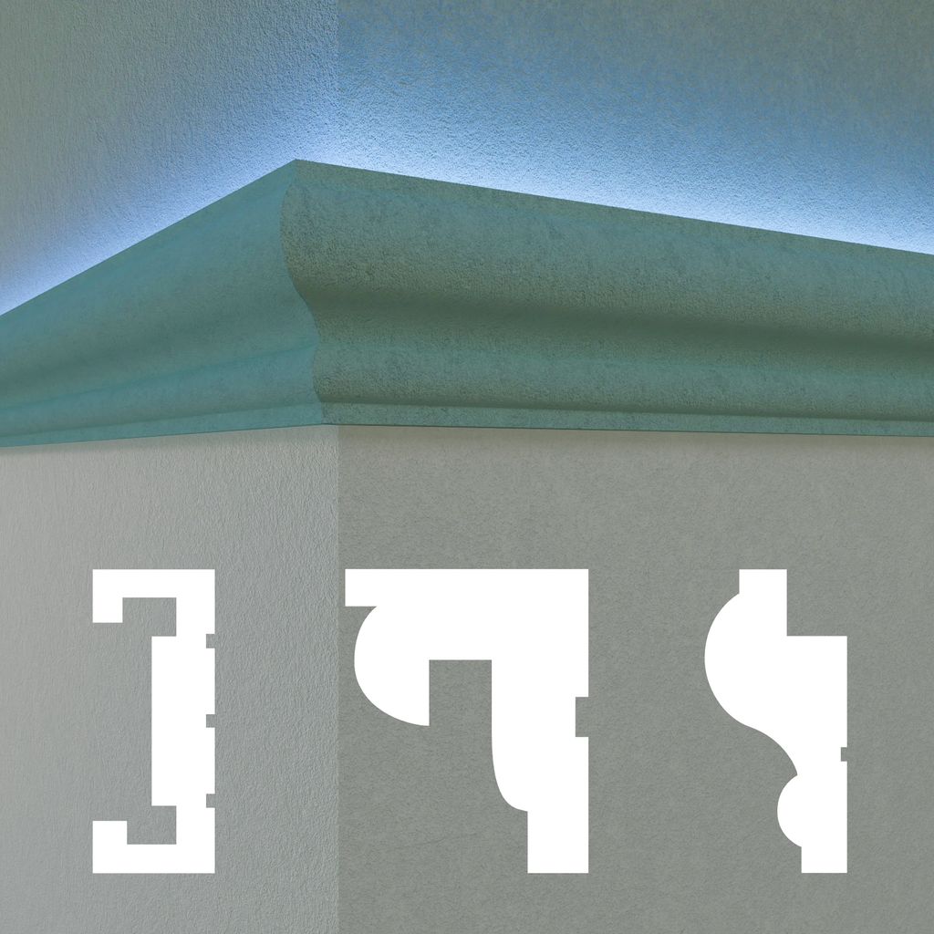 HEXIM LED Fassadenprofil aus EPS - Indirekte Beleuchtung mit Fassaden Stuckleisten Stuckprofile Fassadenverkleidung außenbereich - (DLED-7, 80 x 1...